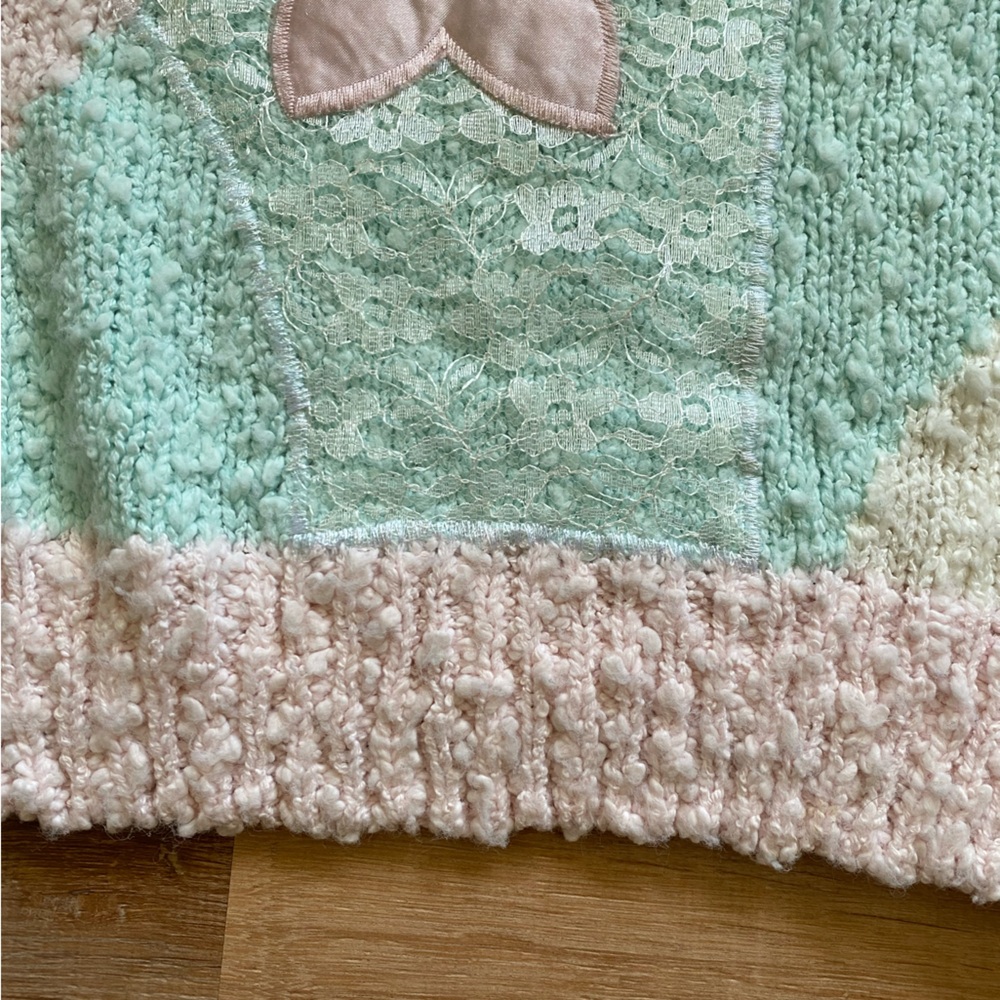 Vintage 80s 90s J.S. Fashion Pastel Chunky Knit Floral Sweater Medium Large - Picture 9 of 15